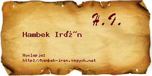 Hambek Irén névjegykártya